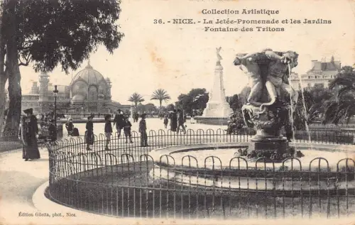 Frankreich schöne Jetee Promenade Jardins Fontaine des Tritons Brunnen Postkarte