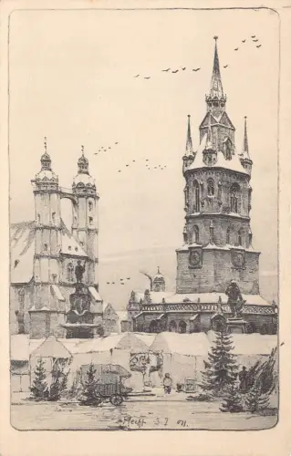 Deutschland Kunst Halle a S Marktplatz Vintage Postkarte