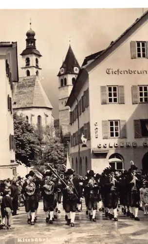 Österreich Kitsbühel Tirol Cafe Fanfare Musikinstrumente RPPC Vintage Postkarte