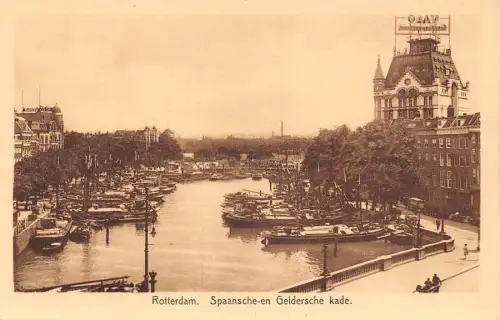 Niederlande Spaansche-en Geldersche Kade Boote Vintage Postkarte