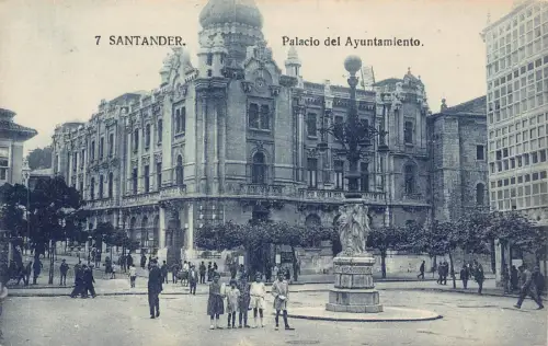 Spanien Santander Palacio del Ayuntamiento Palace Vintage Postkarte