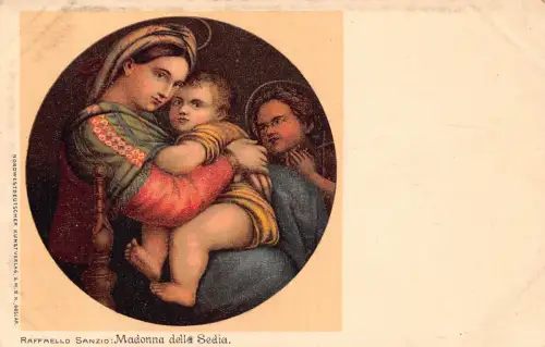 Kunst religiöse Madonna della Sedia von Raffaello Sanzio Vintage Postkarte