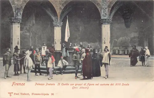 Italien Firenze Florenz Palazzo Pretorio Cortile Schauspieler Mittelalter Kleidung Postkarte