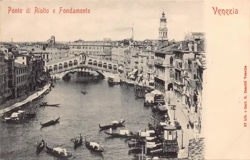 Italien Venedig Venezia Ponte di Rialto e Fondamente Gondelbrücke Postkarte
