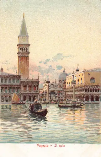 Italien Venedig Venezia Il Molo Gondel Vintage Postkarte
