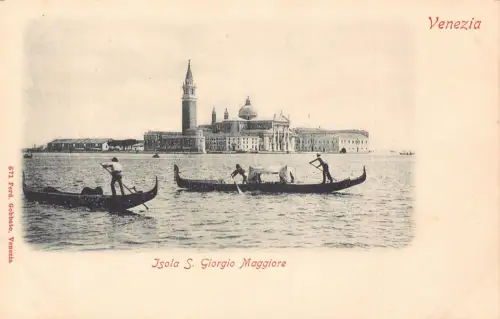 Italien Venedig Venezia Isola S Giorgio Maggiore Gondeln Vintage Postkarte