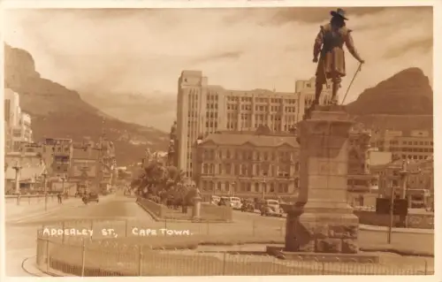 Südafrika Adderley St Kapstadt Monument RPPC Vintage Postkarte