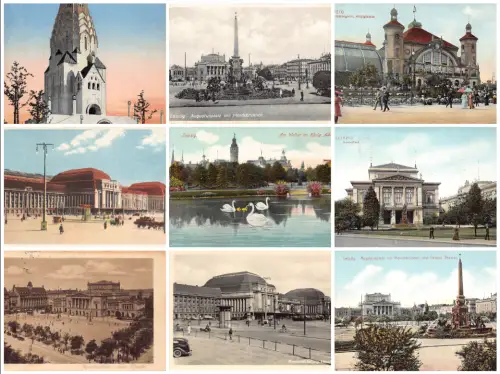 Deutschland Leipzig Bahnhof Theater Kirche etc Lot 9 Ansichtskarten C336