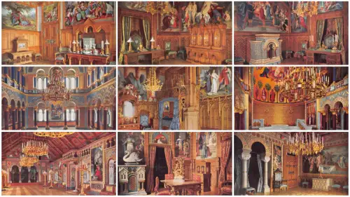 Deutschland Schloss Neuschwanstein Innenschloss Lot 9 Postkarten C337