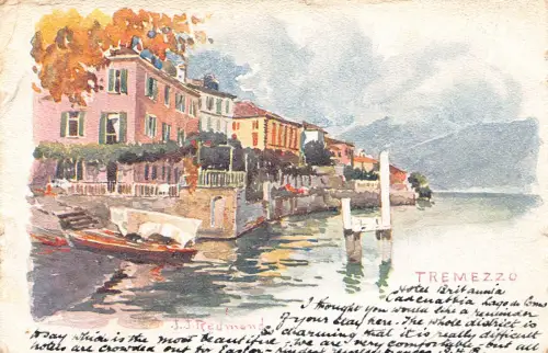 Italien 1903 Tremezzo Kunst von JJ Reumond Boot Vintage Postkarte