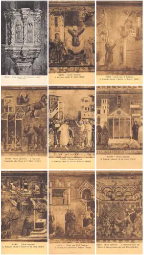 Italien Assisi Kirche Innenraum Fresko Kunst Lot 9 Postkarten C342
