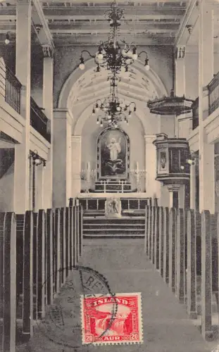 Island Reykjavik Kirche Interioir Domkirkjan philatelistisches Interesse Postkarte C349