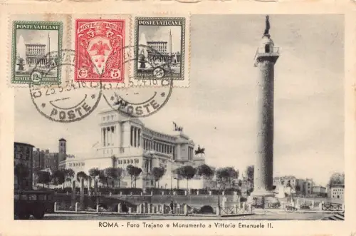 Italien 1934 Rom Roma Foro Trajano e monumento a Vittorio Emanuele Postkarte C349