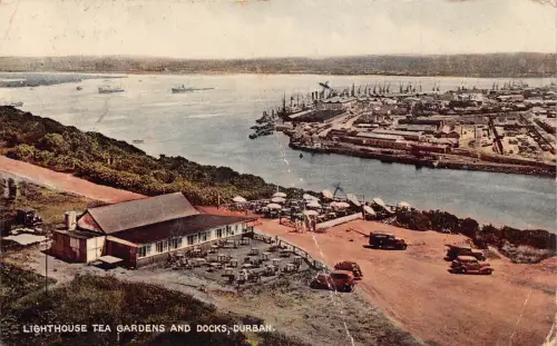 Südafrika Leuchtturm Teegärten und Docks Durban Vintage Postkarte
