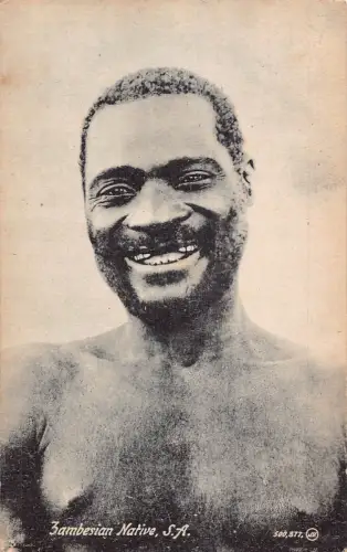 Südafrika Sambesischer Ureinwohner lächelnd Vintage Postkarte