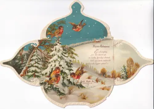 Neujahrsgrüße Schweden Vögel Kiefer Gedicht 1927 Telegramm Postkarte