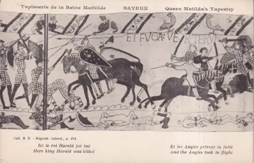 Frankreich Bayeux Königin Matildas Wandteppich und Winkel flohen Schlacht Postkarte
