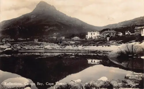 Südafrika Reflexionen Camps Bay Kapstadt See Vintage Postkarte