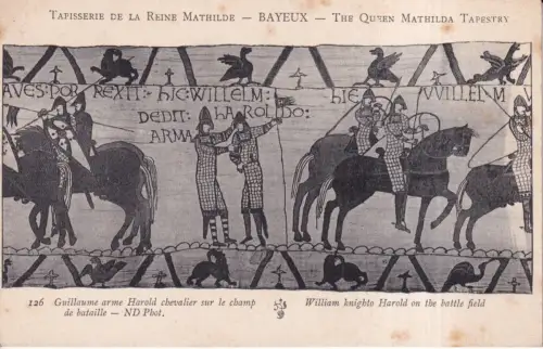 Frankreich Bayeux Königin Matildas Wandteppich Wilhelm Ritter Schlachtfeld, Postkarte