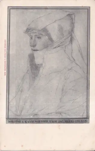 Gezeichnetes Portrait Dorothea Kannengieser Uxor Jac Meieri Cos Bas Vintage Postkarte