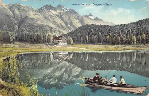 Deutschland 1913 Stazersee mit Languardkette Boot alte Postkarte
