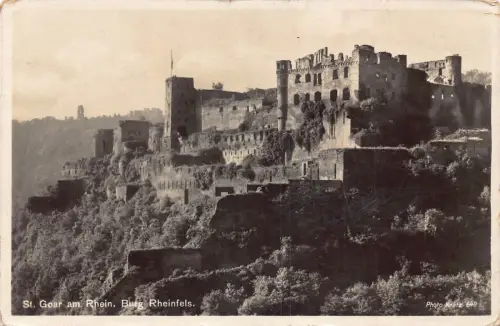 Deutschland 1935 St Goar am Rhein Burg Rheinfels Vintage Postkarte