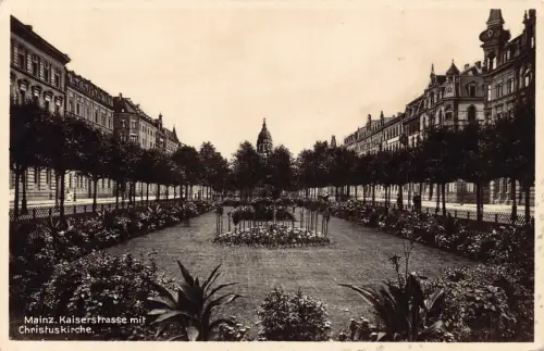 Deutschland Mainz Kaiserstraße Christuskirche RPPC Vintage Postkarte