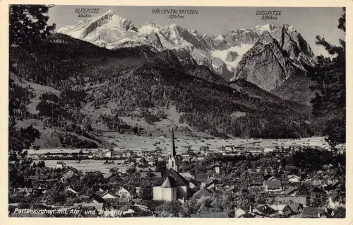 Deutschland Partenkirchen mit Alp und Zugspitze Vintage Postkarte