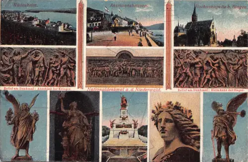 Deutschland Mehransicht Denkmal Niederwald Rochuskapelle Rüdesheim Relief Postkarte