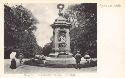 Deutschland Gruss aus Berlin Tiergarten Komponisten Denkmal Beethoven AK