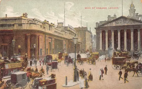England London Bank of England Kutschen Vintage Postkarte