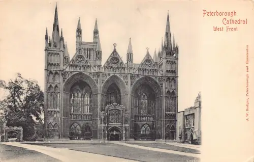 England Peterborough Kathedrale Westfront Vintage Postkarte
