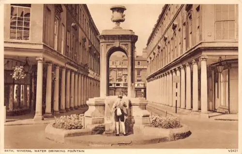 England Bath Mineralwasser Trinkbrunnen Vintage Postkarte
