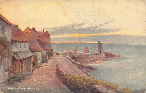England Lynmouth vom Mars Hill Pier Meer Kunst Vintage Postkarte