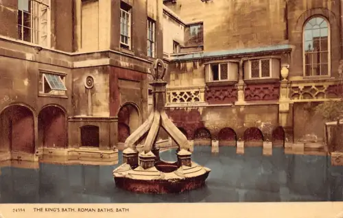 England The King's Bath Roman Baths Bath Vintage Postkarte