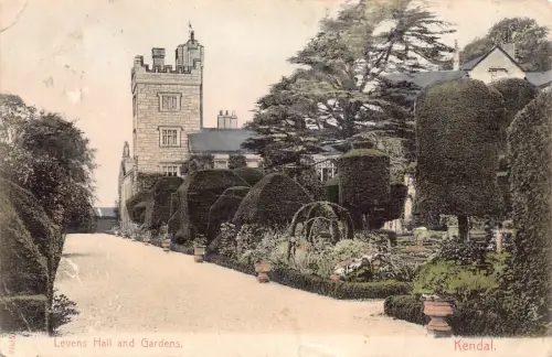 England 1904 Kendal Levens Hall and Gardens Vintage Postkarte