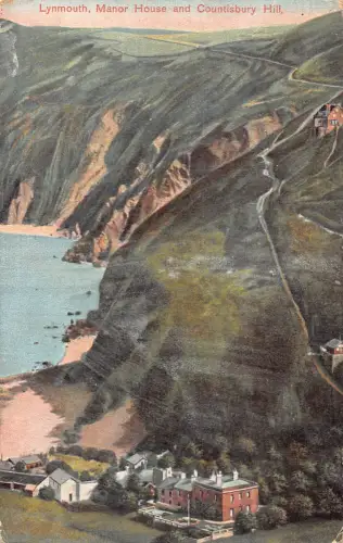 England Lynmouth Herrenhaus Countisbury Hill Vintage Postkarte