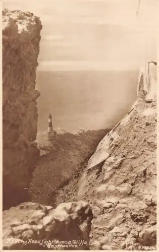 England Beachy Head Leuchtturm und Klippen Eastbourne Vintage Postkarte