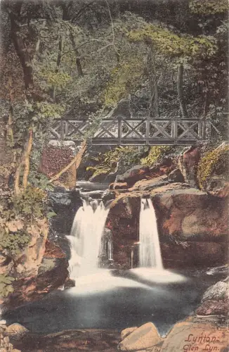 England Lynton Glen Lyn Wasserfall Vintage Postkarte