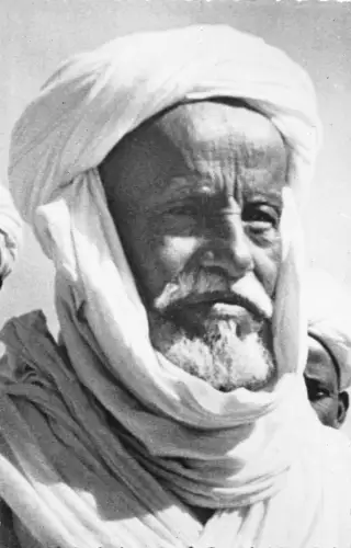 Äthiopien Portrait Ureinwohner alter Mann mit Turban Ethno Vintage Postkarte