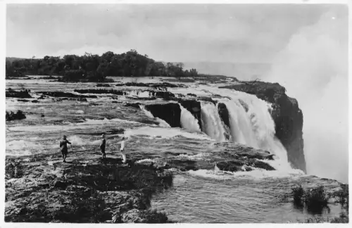 Simbabwe Victoriafälle Stromschnellen über Main Falls von Cataract Island Postkarte