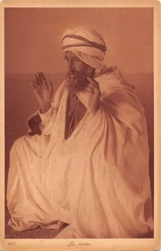 Tunesiens Ureinwohner Muslim Mann im Gebet Ethno Vintage Postkarte