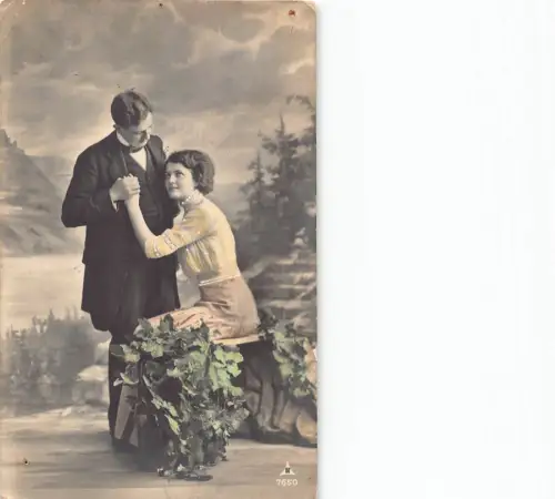 Russland 1914 Liebesroman Paar erklärt Umarmung Fotomontage Postkarte