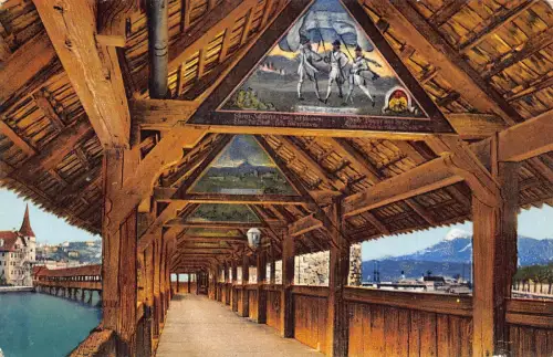 Schweiz Luzern Kapellbrücke Erbaut 1333 gebaut Brücke Vintage AK