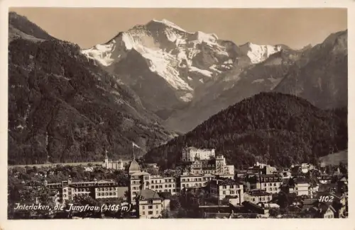 Schweiz Interlaken Die Jungfrau 4166 m alte Postkarte.
