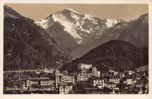 Schweiz Interlaken Die Jungfrau 4166 m Vintage Postkarte