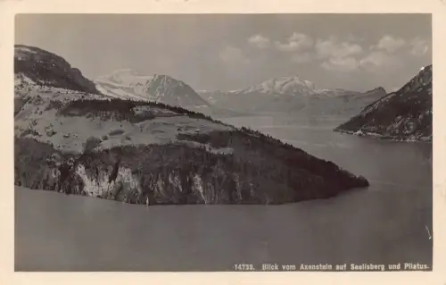 Schweiz Blick vom Axenstein auf Seelisberg und Pilatussee AK