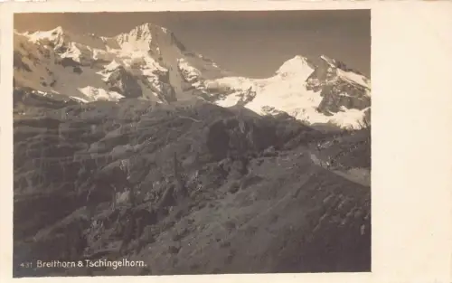 Schweiz Breithorn und Tschingelhorn RPPC Vintage Postkarte