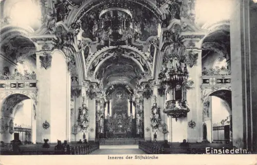 Schweiz Einsiedeln Inneres Stiftskirche Kirche Innenraum Vintage Postkarte