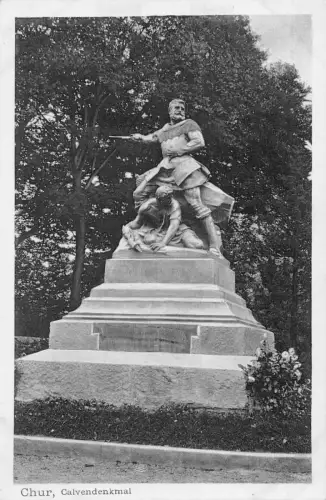 Schweiz Chur Calvendenkmal Denkmal Vintage Postkarte
